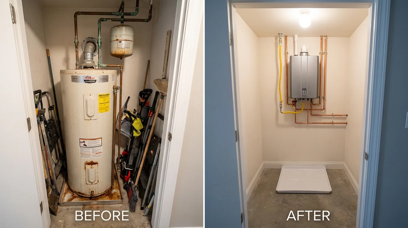 Tank water heater versus wall-mounted tankless unit comparison for Clay City, KY homeowners