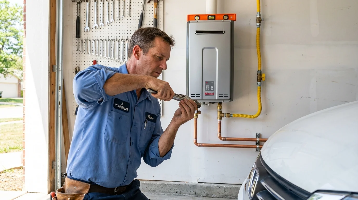 Tankless water heater installation by a Johns Plumbing LLC plumber in Clay City